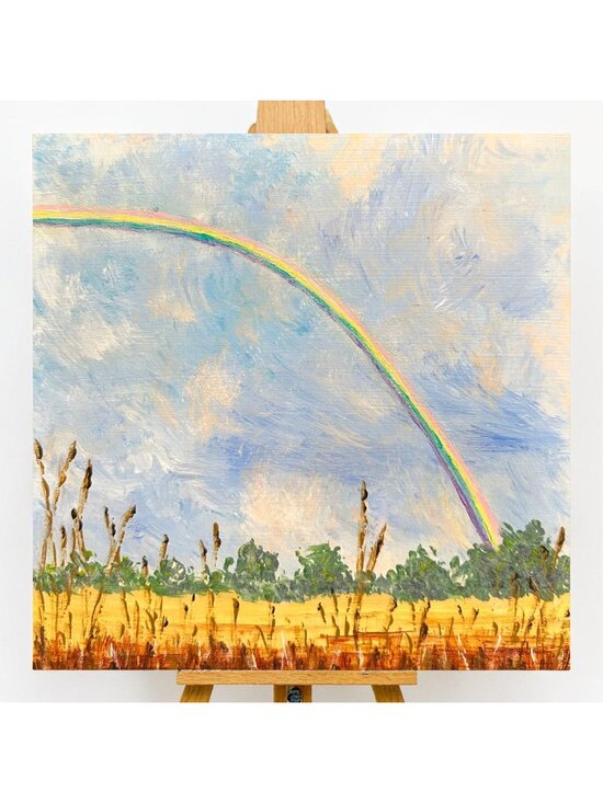 Deb Bossert Other - Follow Every Rainbow Original 6" x 6" Acrylic Painting Nature Theme Wall Art